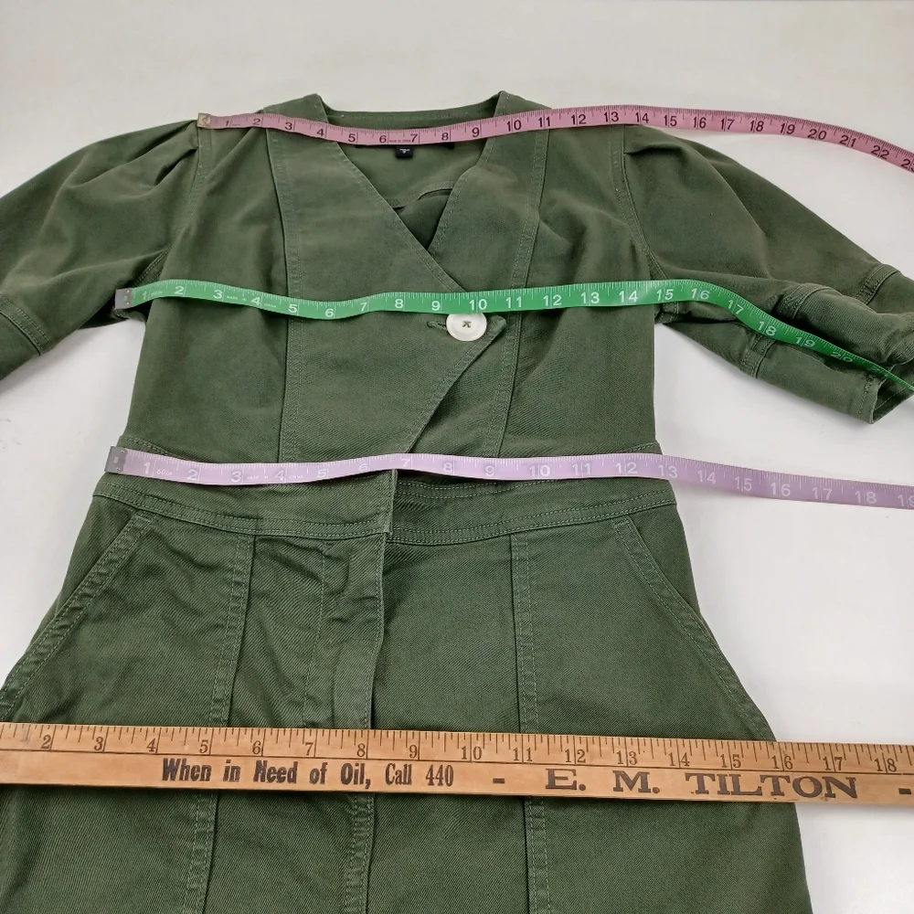 Veronica Beard Bree Mini Dress Size 0 Women Pockets Cotton Blend In Army Green